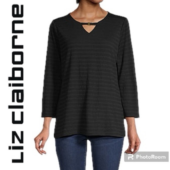 Liz Claiborne Tops - Liz Claiborne- Womens Keyhole Neck 3/4 Sleeve Blouse, NEW